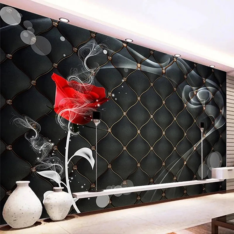 3D Rose Flower Black Soft Bag Wallpaper Wall Mural Home Decor