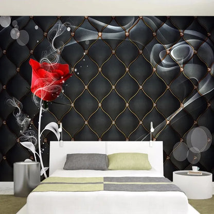 3D Rose Flower Black Soft Bag Wallpaper Wall Mural Home Decor