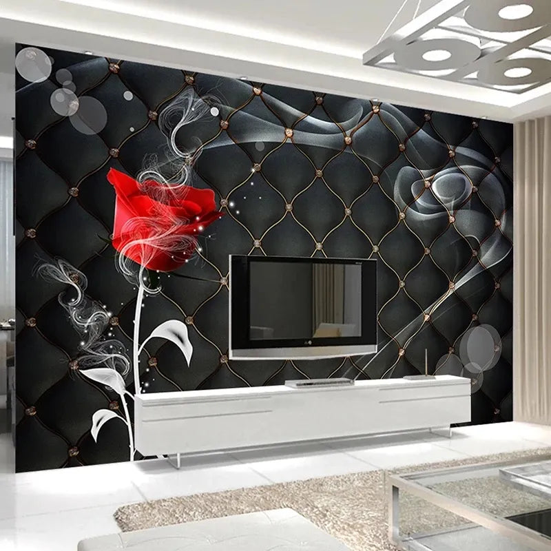 3D Rose Flower Black Soft Bag Wallpaper Wall Mural Home Decor