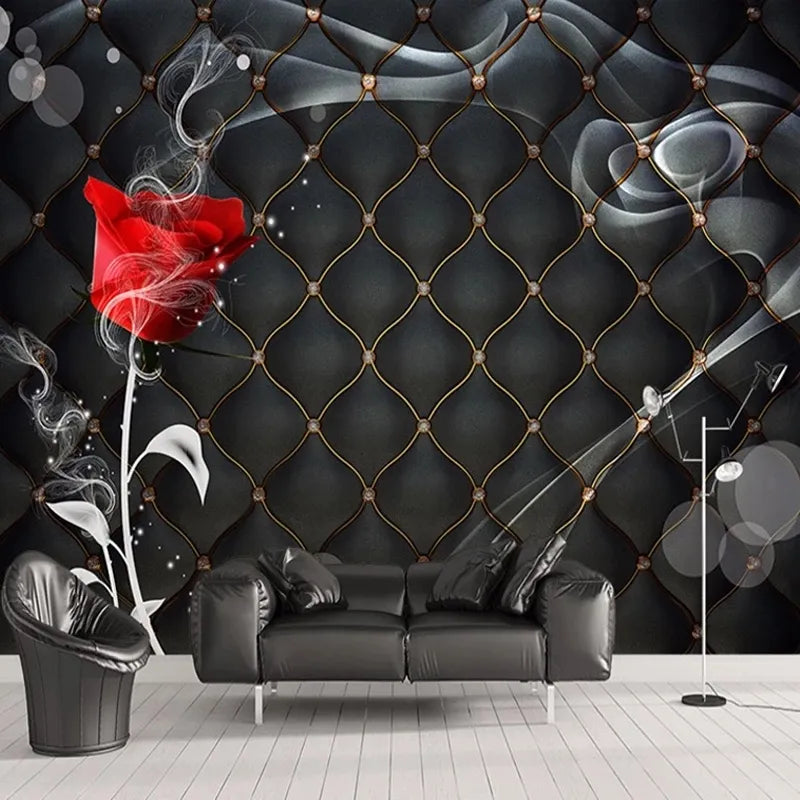 3D Rose Flower Black Soft Bag Wallpaper Wall Mural Home Decor