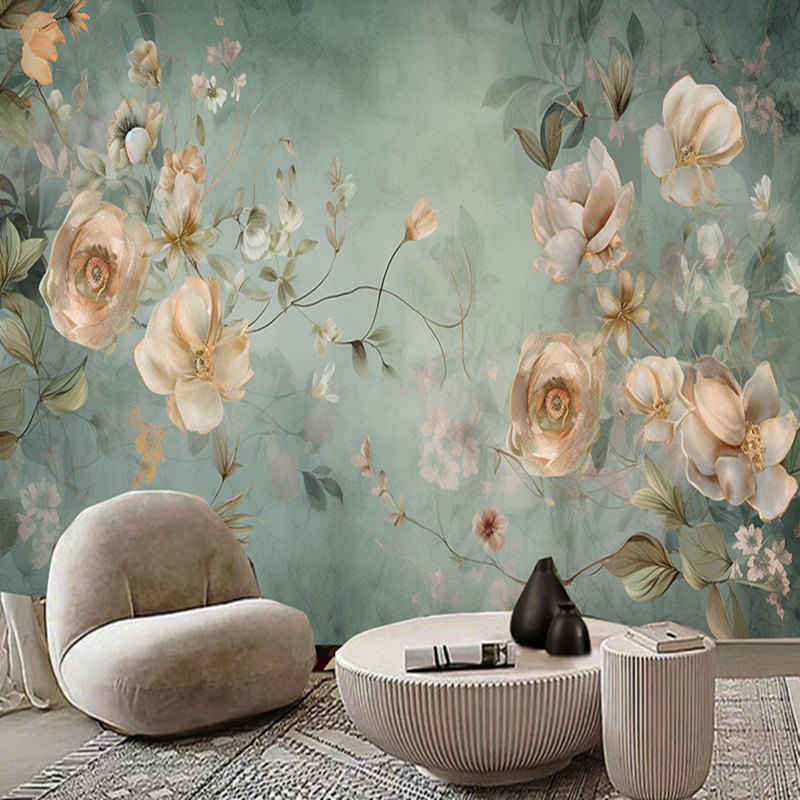 Fantasy Vintage Flowers Floral Wallpaper Wall Mural