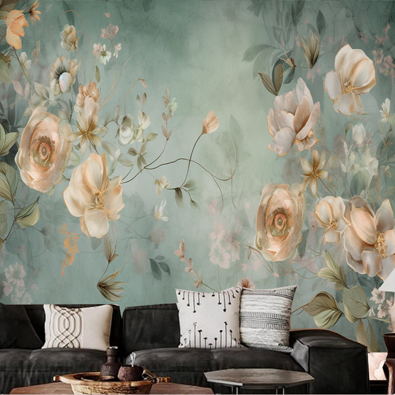 Fantasy Vintage Flowers Floral Wallpaper Wall Mural