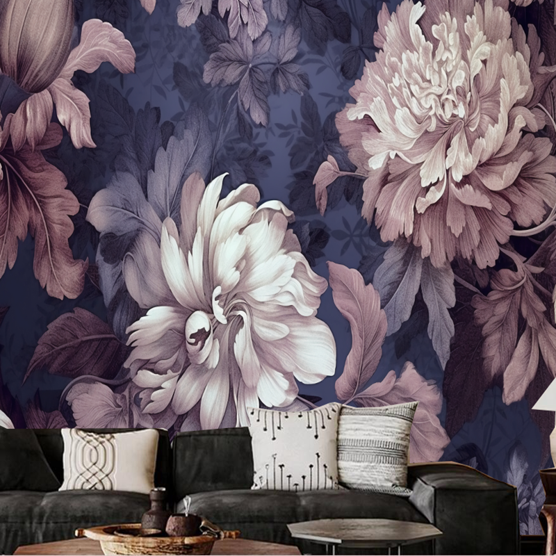 Retro Vintage Flowers Floral Wallpaper Wall Mural