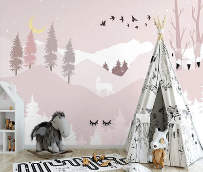 Cartoon Mountain Peak Children's Room Wallpaper Wall Mural Home Decor