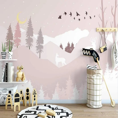 Cartoon Mountain Peak Children's Room Wallpaper Wall Mural Home Decor