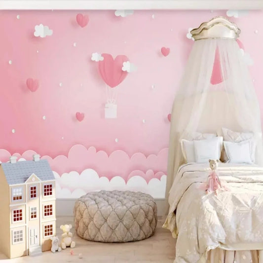 Pink Clouds Kids' Room Nursery Wallpaper Wall Mural Home Decor