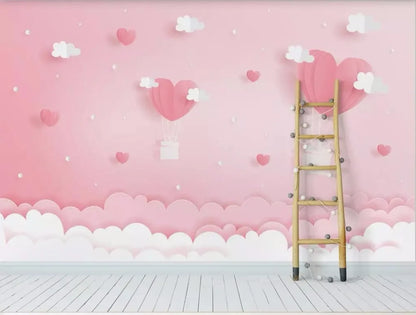 Pink Clouds Kids' Room Nursery Wallpaper Wall Mural Home Decor