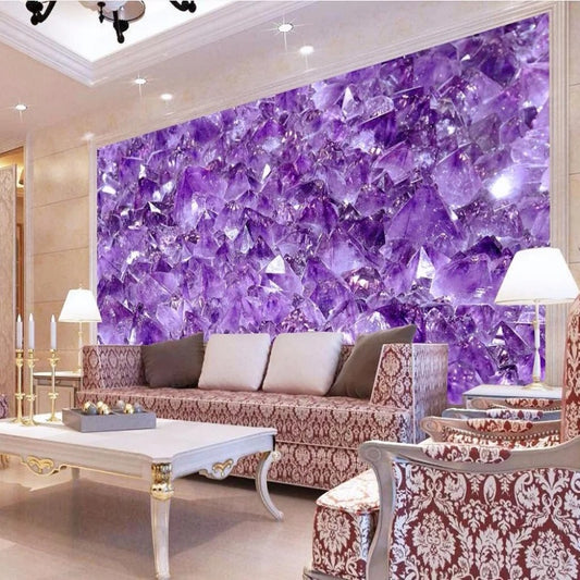 3D Amethyst Stone Crystal Jewelry Wallpaper Wall Mural Home Decor