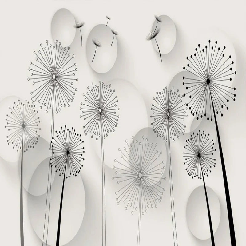 3D Minimalistic Abstract Dandelion Wallpaper Wall Mural Home Decor