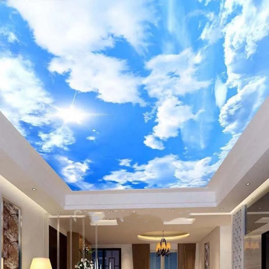 Blue Sky White Clouds Sun Sunshine Ceiling Wallpaper Wall Mural Home Decor