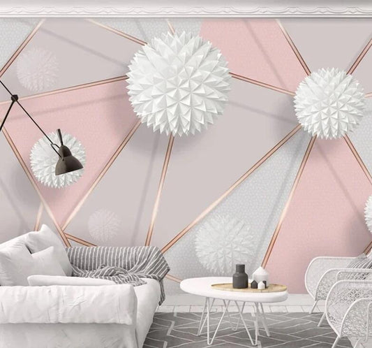 3D Pink Geometric Circle Ball Modern Minimalist Wallpaper Wall Mural