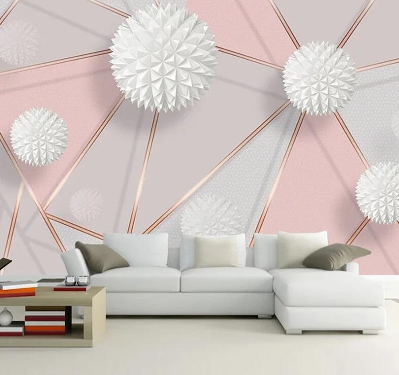 3D Pink Geometric Circle Ball Modern Minimalist Wallpaper Wall Mural