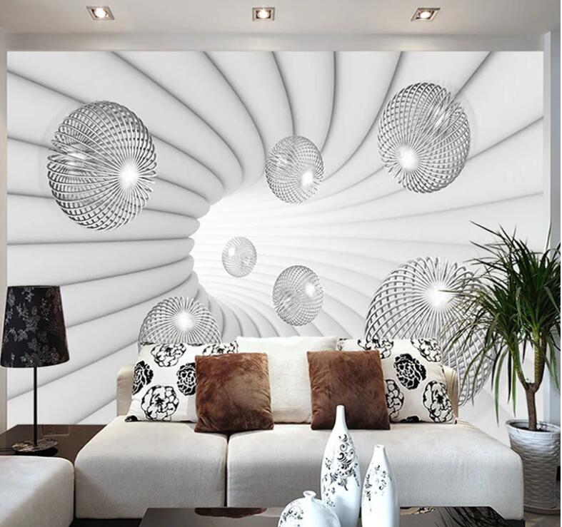 Modern 3D Stereoscopic Gray Balls Wall Mural Wallpaper