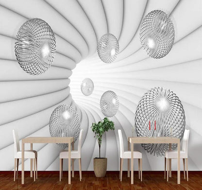 Modern 3D Stereoscopic Gray Balls Wall Mural Wallpaper