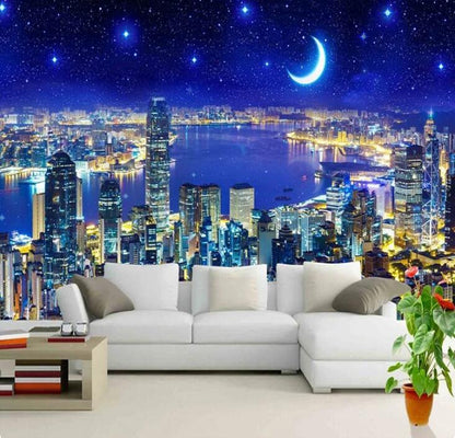 City Building Night View Architectures Wallpaper Wall Mural