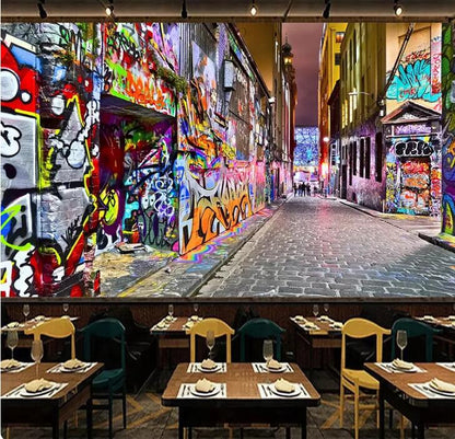 Street Graffiti Personality Art Expansion Space Bar Wallpaper Wall Mural