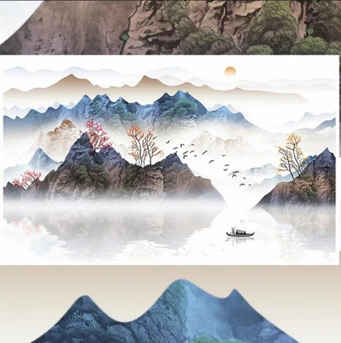 Ink Painting Nature Landscape Mountains Wallpaper Wall Mural