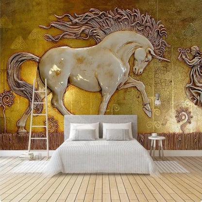 Abstract 3D Stereoscopic Relief Horse Wall Mural Wallpaper
