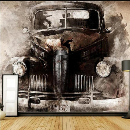 3D Wall Mural Wallpaper Retro Nostalgic Classic Car Mural Wallpaper