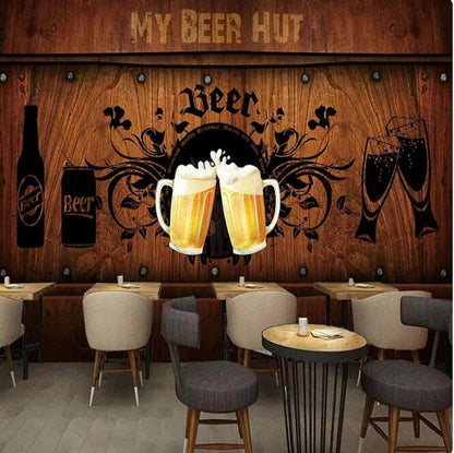 Wood Board Beer Wallpaper Wall Mural Home Decor