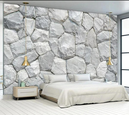Retro 3D Imitation Large Stone Brick Wallpaper Wall Mural Home Decor