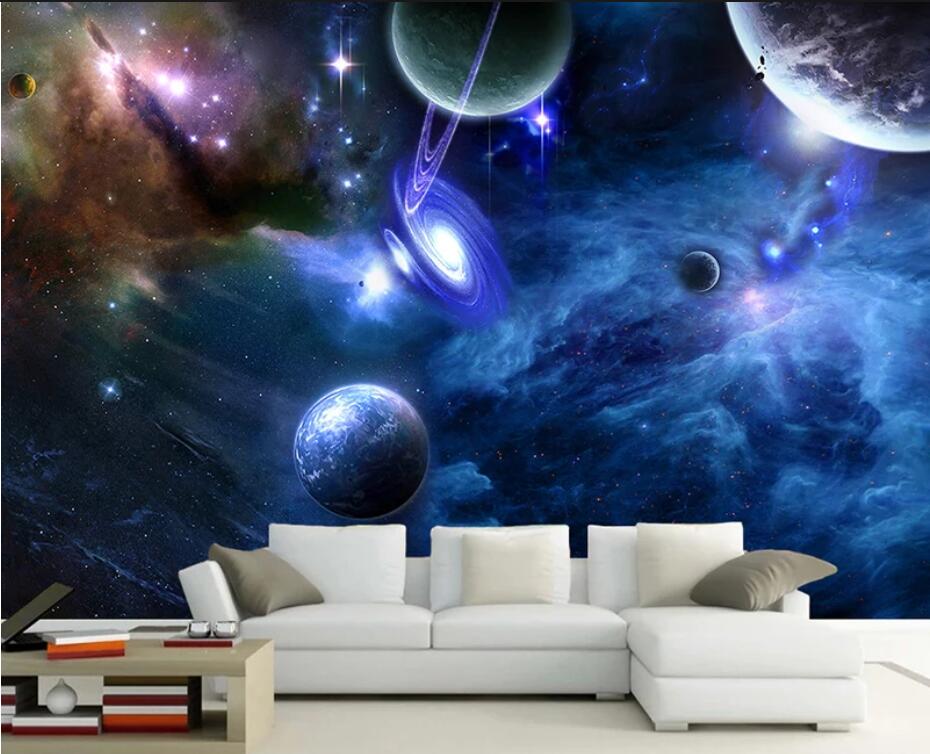 Blue Sky Stars Universe and Planets Wallpaper Wall Mural Home Decor