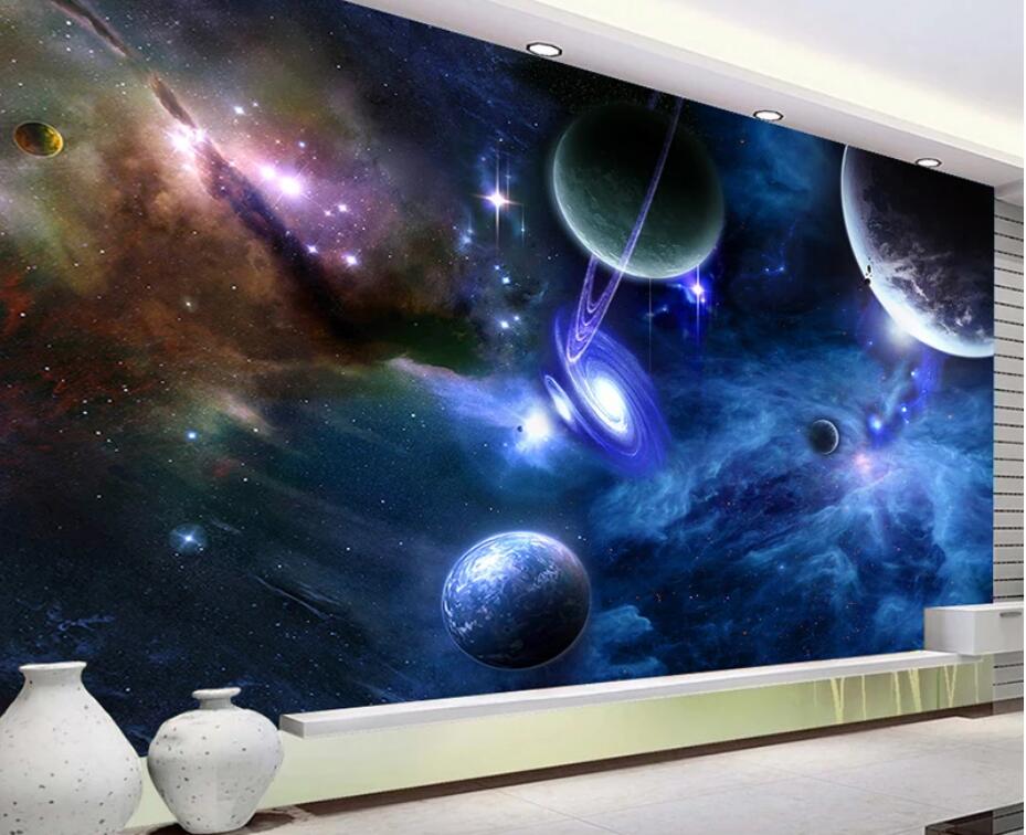 Blue Sky Stars Universe and Planets Wallpaper Wall Mural Home Decor