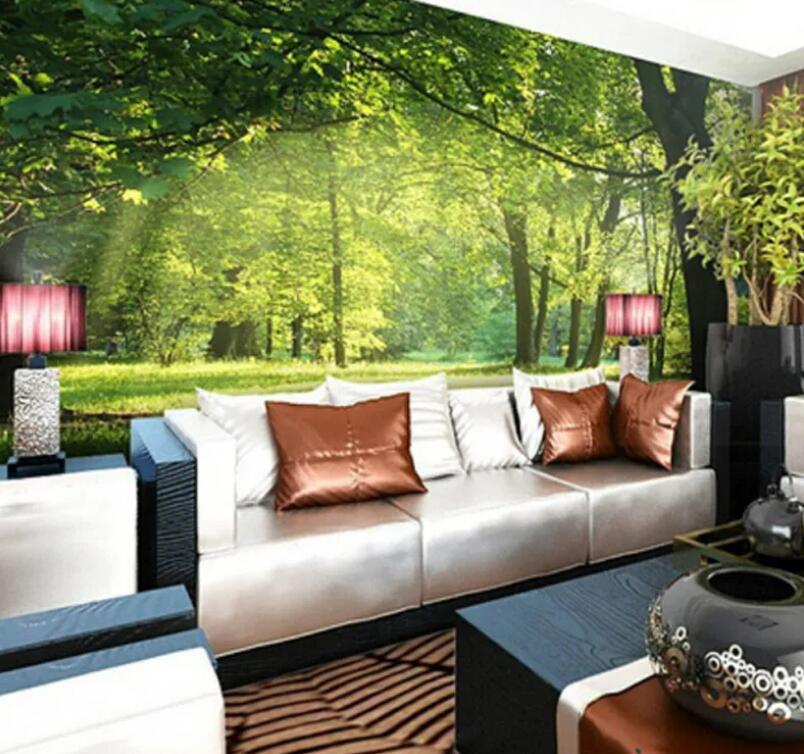 Natural Scenery Green Tree Forest Wallpaper Wall Mural Home Decor