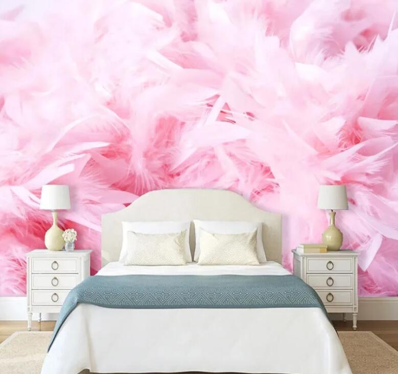 Beautiful Pink Feather Art Wallpaper Wall Mural Home Decor