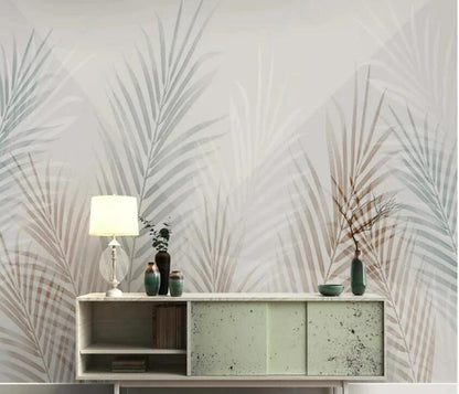 Simple Leaf Tropical Plants Wallpaper Wall Mural Home Decor