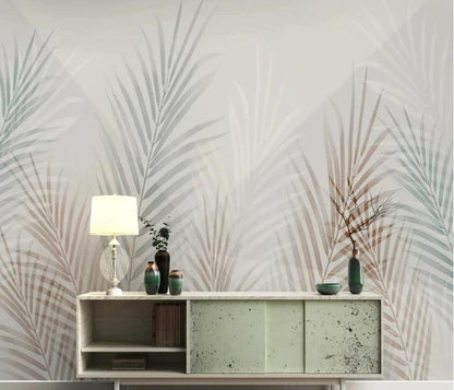 Simple Leaf Tropical Plants Wallpaper Wall Mural Home Decor