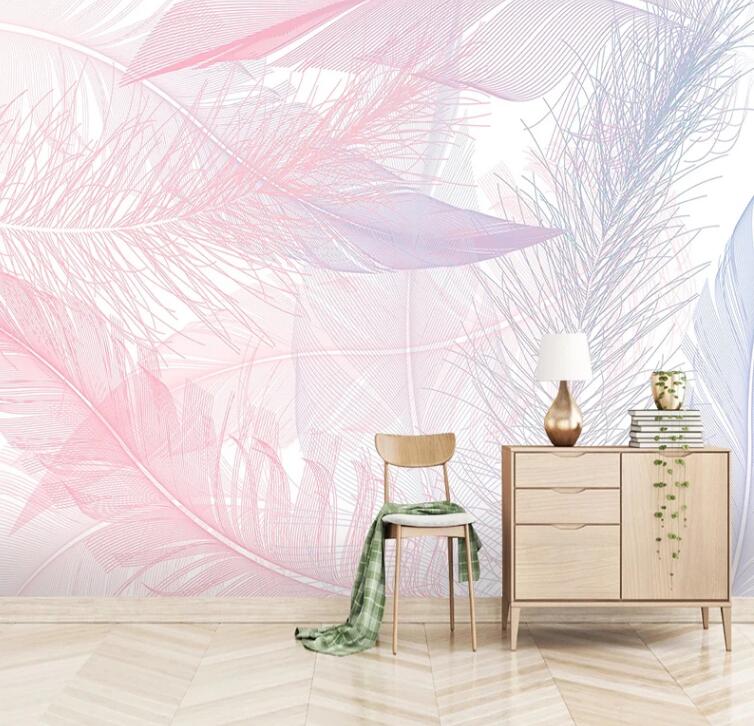 Pink Feather Wallpaper Wall Mural Home Decor