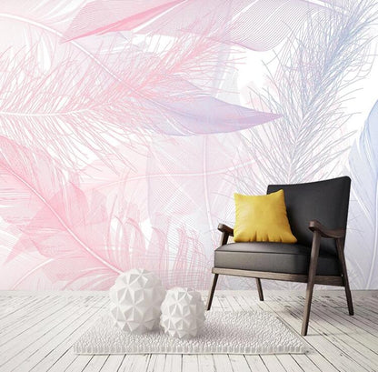 Pink Feather Wallpaper Wall Mural Home Decor