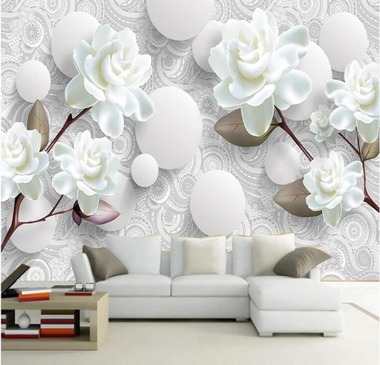 3D Stereoscopic Relief Flower Circle Ball Wallpaper Wall Mural