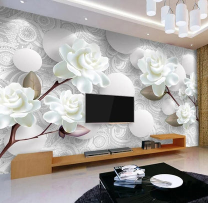3D Stereoscopic Relief Flower Circle Ball Wallpaper Wall Mural