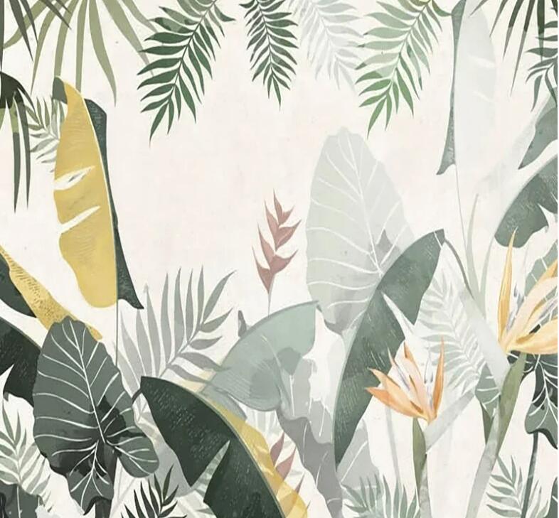 Tropical Plants Leaves Wallpaper Wall Mural