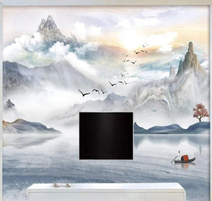 Artistic Ink Landscape Marble Nature Wallpaper Wall Mural