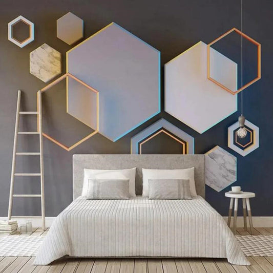 Geometric Hexagon Mosaic Wallpaper Wall Mural Home Decor