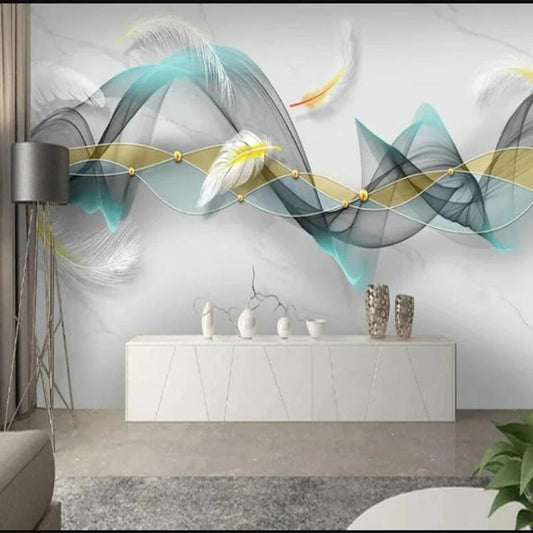 Smoke Feathers On Marble Wallpaper Wall Mural Home Decor