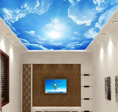 Blue Sky And White Clouds Ceiling Wallpaper Wall Mural Home Decor