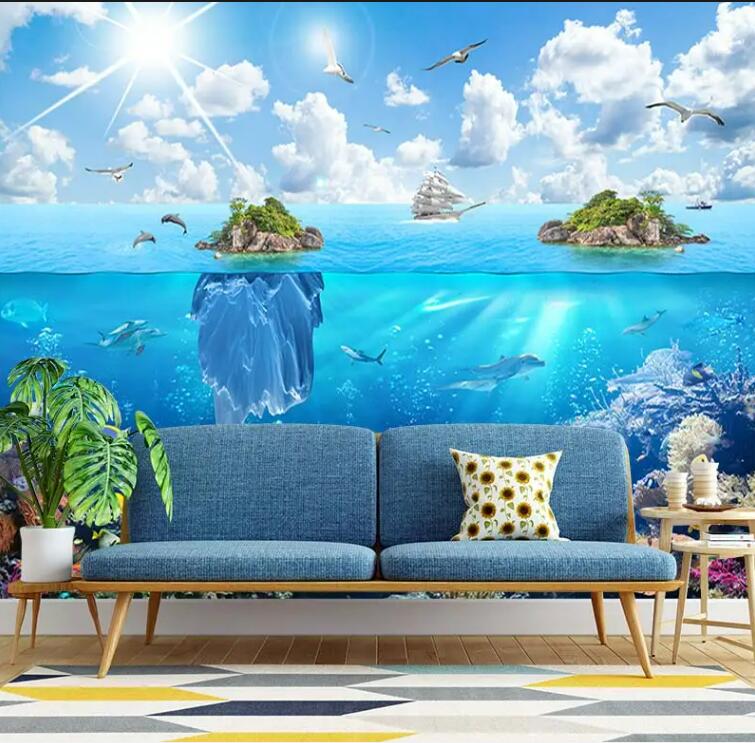 Underwater World Blue Ocean Fishes Kids Nursery Wall Mural Wallpaper