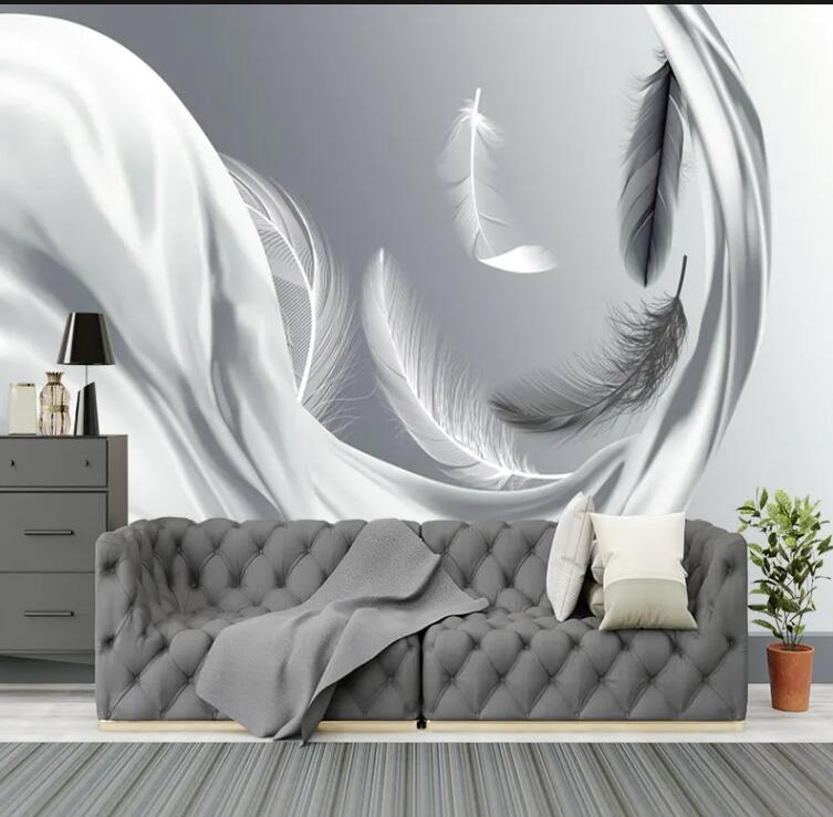 SImple Feather Wall Mural Wallpaper Home Decor