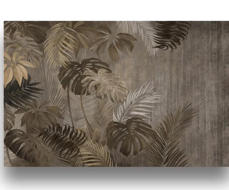 Minimalist Tropical Plantain Plants Banana Leaf Rain Forest Wallpaper Wall Mural
