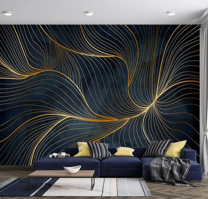 Vintage Abstract Gold Lines Geometric Wall Mural Wallpaper