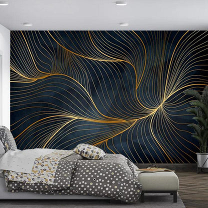 Vintage Abstract Gold Lines Geometric Wall Mural Wallpaper