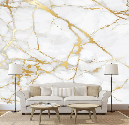 Golden Thread Marble Pattern Wallpaper Wall Mural