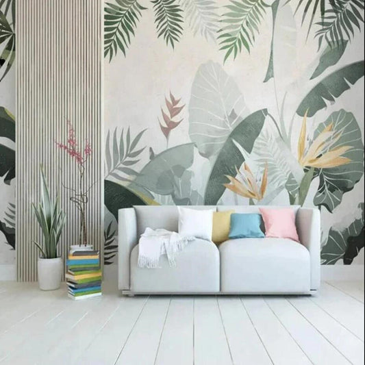 Tropical Plants Leaves Wallpaper Wall Mural