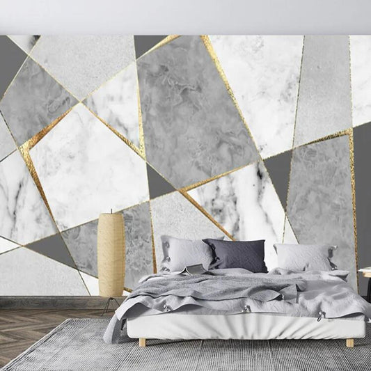 Gray Geometric Wall Mural Wallpaper Modern Wall Decor