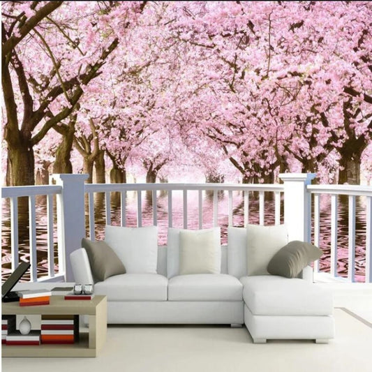 Cherry Blossom Tree Balcony Wallpaper Wall Mural Home Decor