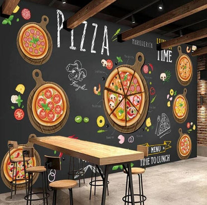 Pizza Shop Cafe Dessert Shop Restaurant Cafe Wallpaper Wall Mural